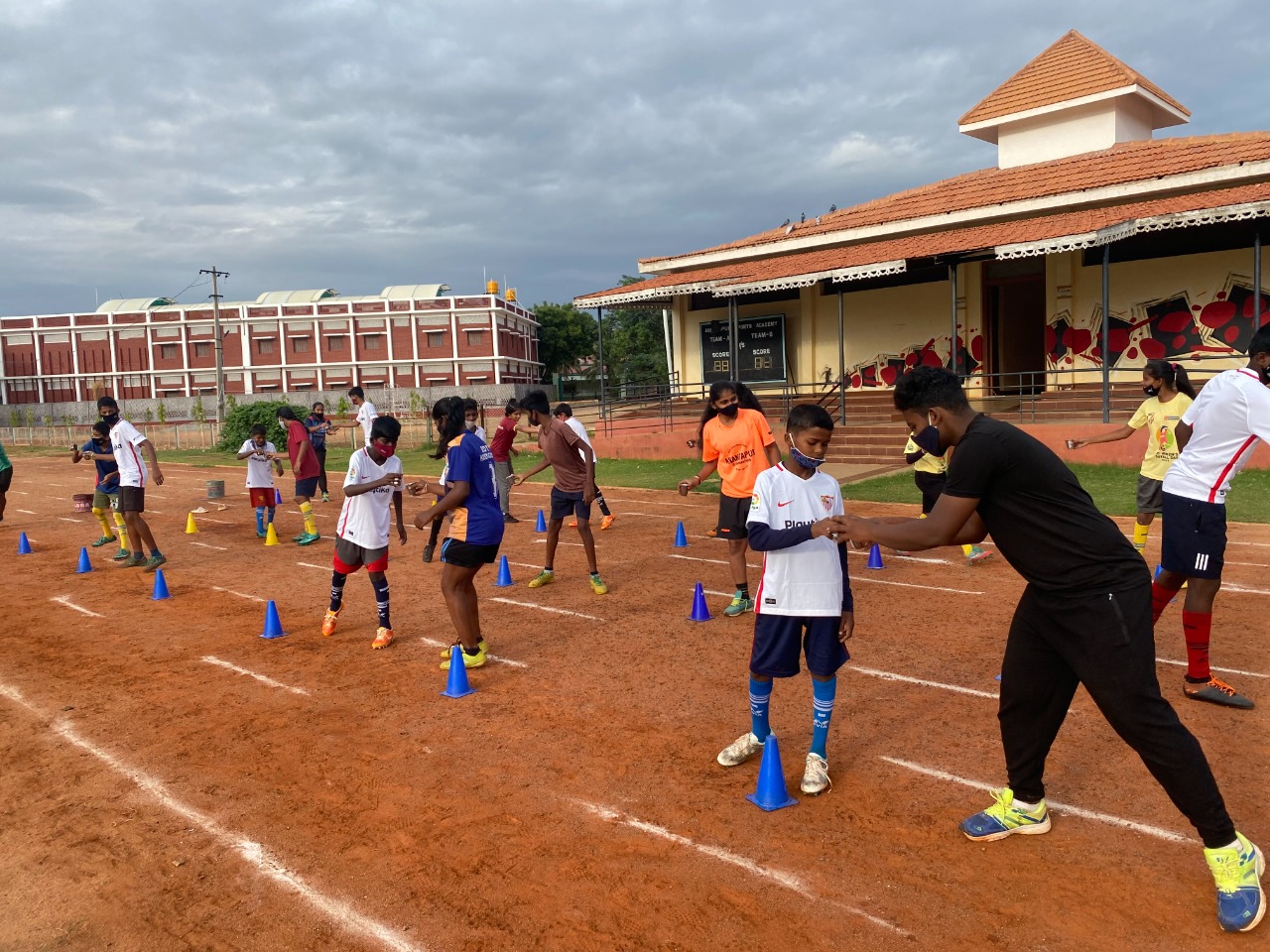 Children play passing games on National Sports Day