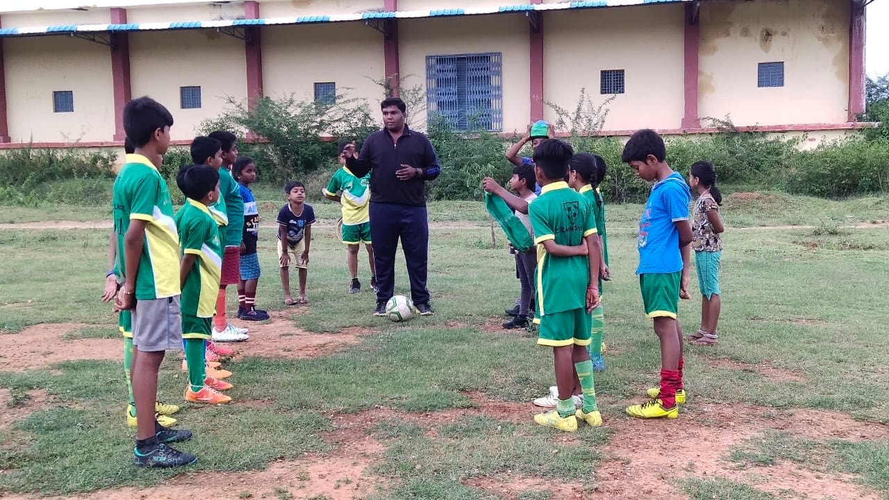 Children prepare for a game of soccer